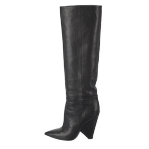 Saint Laurent: Elegant Black Leather Knee-High Boots